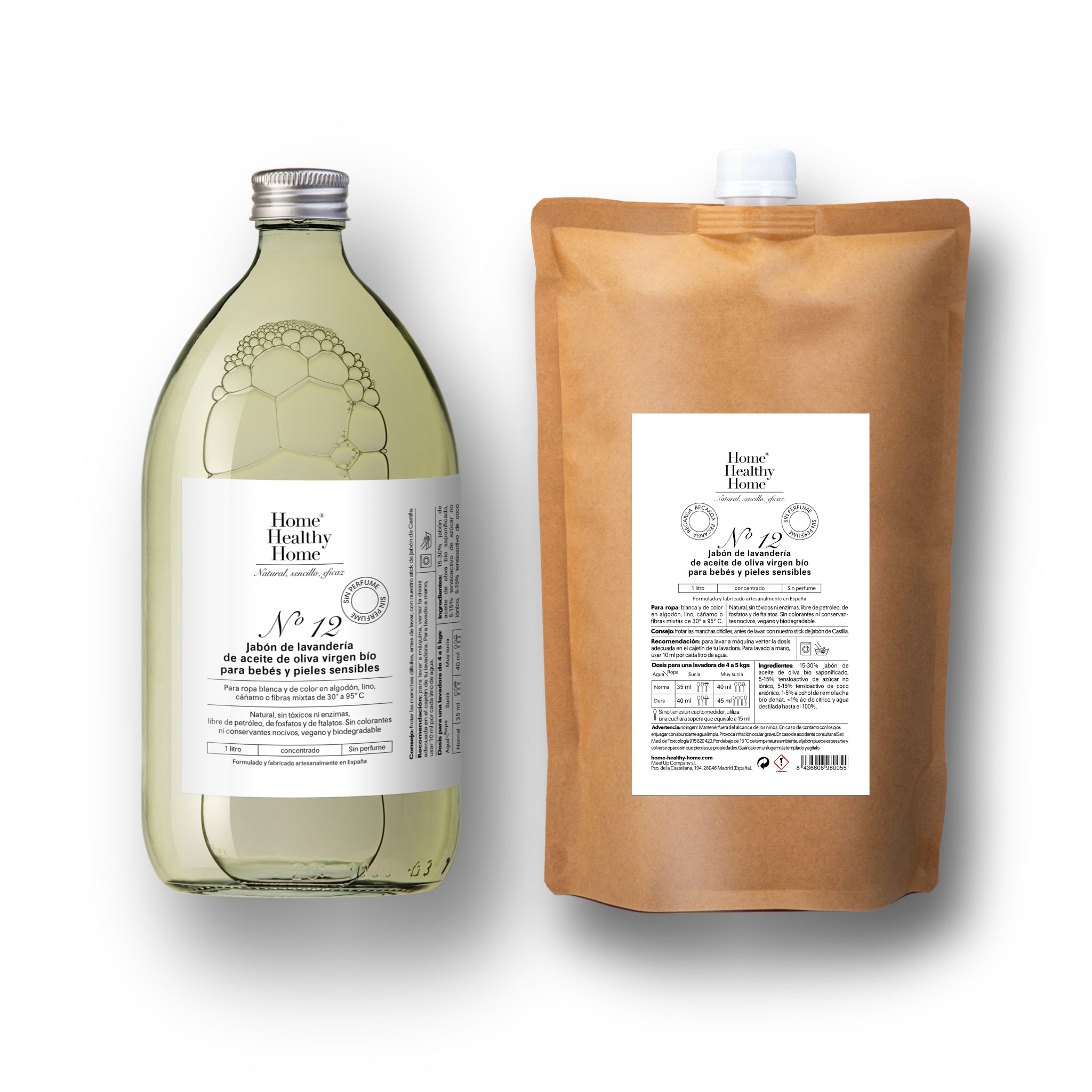 Pack de 2 L de jabón de lavandería Nº12 para pieles sensibles