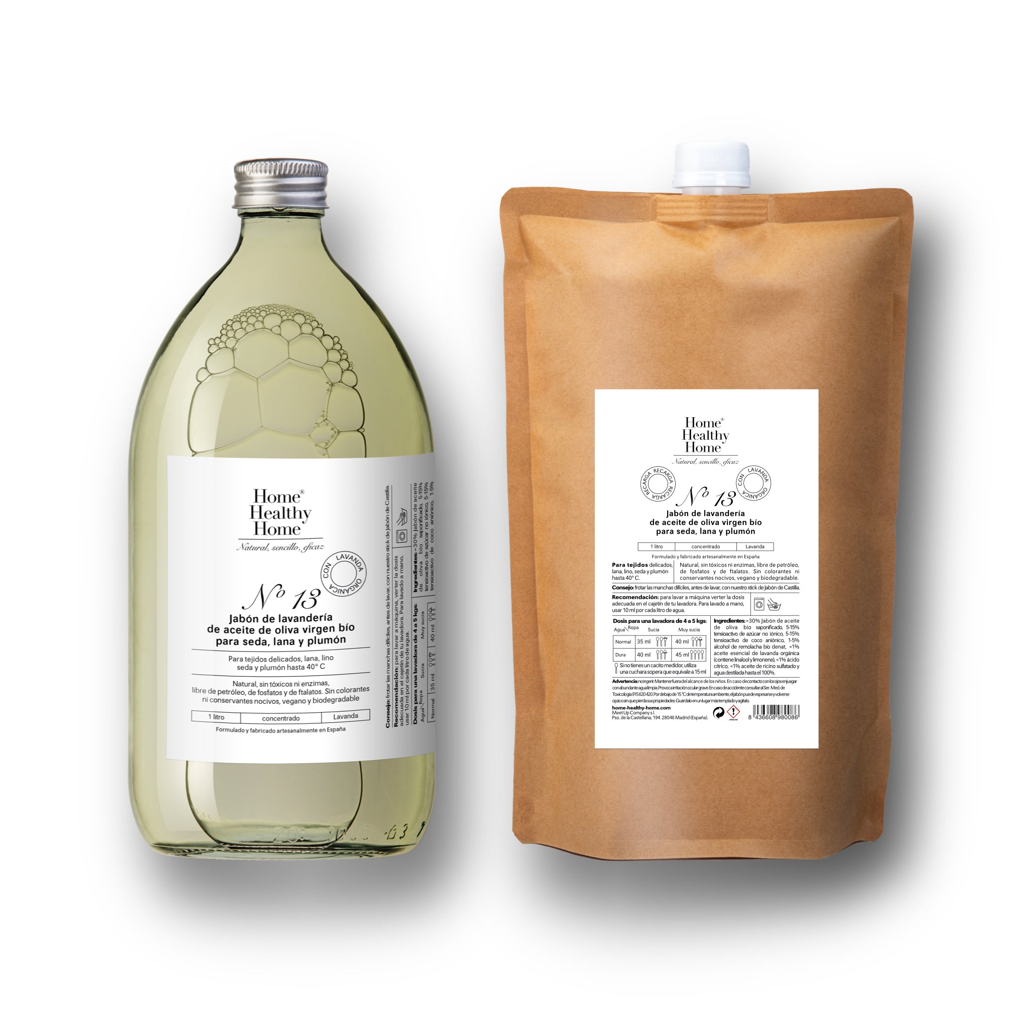 Pack de 2 L de jabón de lavandería Nº13 para prendas delicadas